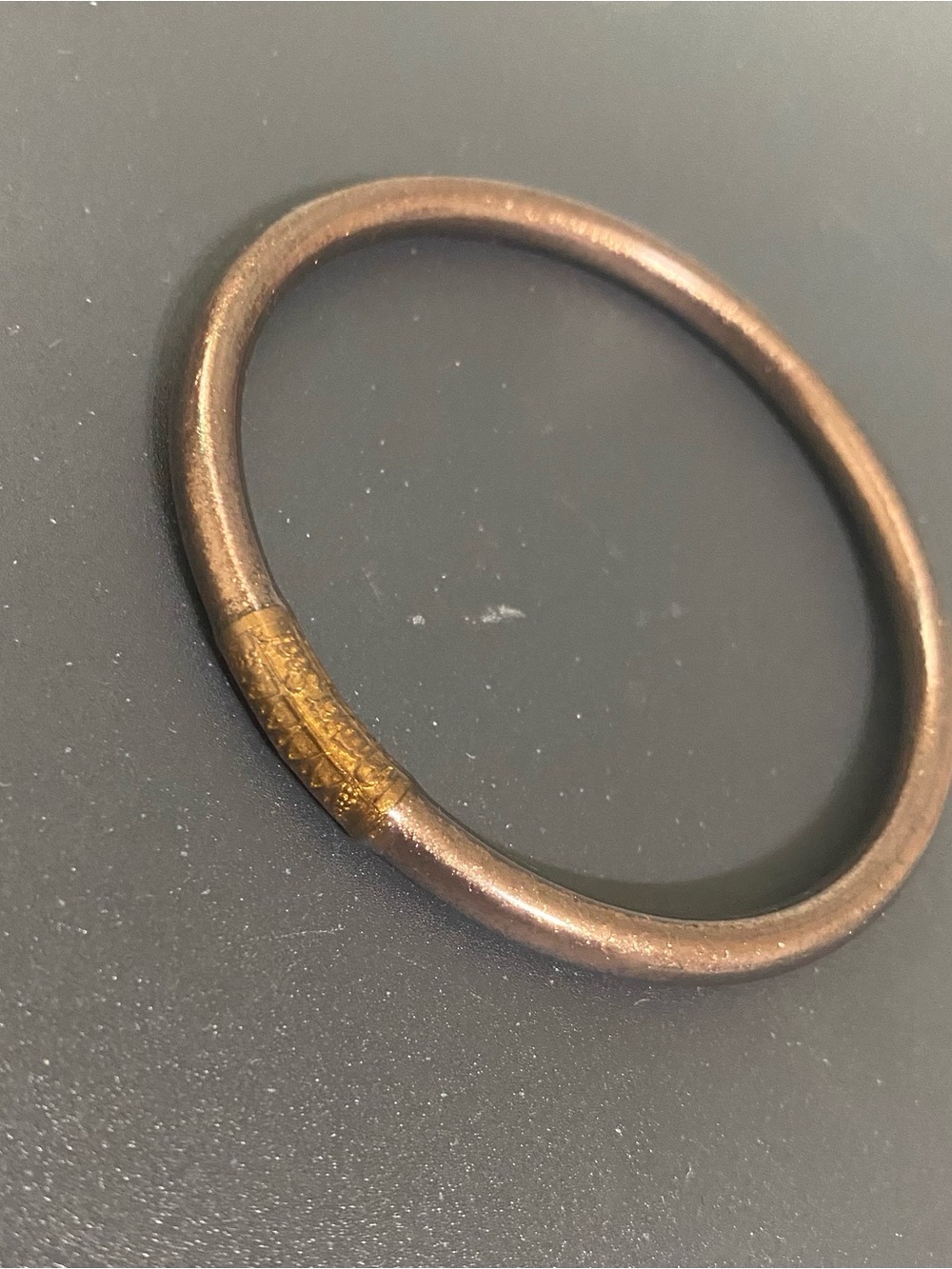 Copper Tone Bangle Bracelet with Gold Accent size LARGE